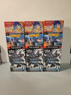 Lot Of 6 Pokemon Tcg Booster Bundle Boxes 3 Black Bolt 3 Surging Sparks Sealed - Image 1