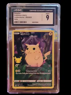 Pikachu 2021 Pokemon Celebrations Holo 005/025 CGC MINT 9 - Image 1