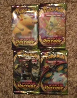 Lot of 4 Sealed Pokemon Sword & Shield Vivid Voltage Booster Packs - Image 1
