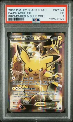 2016 POKEMON XY BLACK STAR PROMO RED & BLUE COLL FULL ART/PIKACHU EX PSA 1 - Image 1