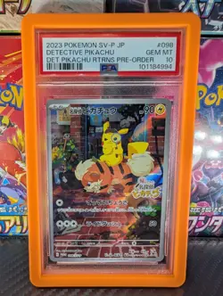 2023 POKEMON JPN SV-P PROMO #098 DETECTIVE PIKACHU PSA 10 - Image 1