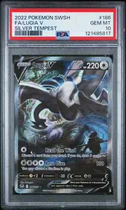 2022 POKEMON SWORD & SHIELD SILVER TEMPEST #186 FULL ART/LUGIA V PSA 10 - Image 1
