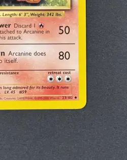 Arcanine 23/102 UK 4th Print Base Set 1999-2000 Pokemon TCG Regular UC WoTC 🔥 - Image 4