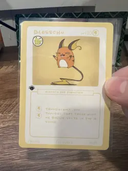 1st Edition Pokederp Blesschu - Raichu 11/25 Second Print Custom Derpy Card - Image 2