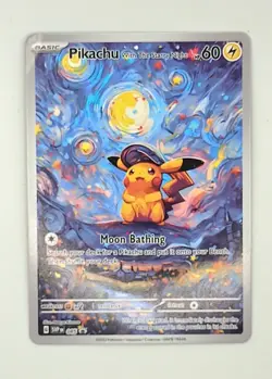 Pikachu Pokemon Van Gogh Pika Carte Card Holo Prism Foil Fait Main Artisanale - Image 1