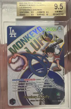 One Piece Monkey.D.Luffy EB02-010 La Dodgers Promo Card 7/3/25 sealed - Image 1