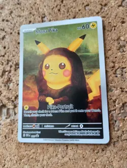 Mona Pika Lisa Pokemon Van Gogh Pikachu Carte Card Fait Main Artisanale Art New - Image 1