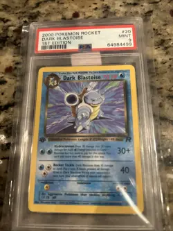 Pokemon Dark Blastoise TCG Card 20/82 1st Edition TEAM ROCKET 2000 PSA 9 MINT - Image 1