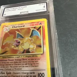 1999 Pokemon Base Set Charizard Holo 4/102 AGS 4 Graded - Image 3