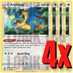 4x Archeops 147/195 x4 - Silver Tempest - Pokemon TCG - Holo Rare - Playset - Image 1