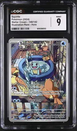 SQUIRTLE Stellar Crown Illustration Rare #148 CGC 9 Pokemon [Nostalgium] - Image 1