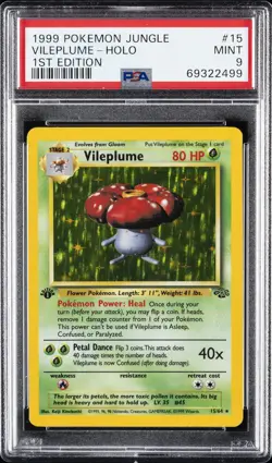 1999 POKEMON JUNGLE 1ST ED #15 VILEPLUME-HOLO PSA 9 - Image 1