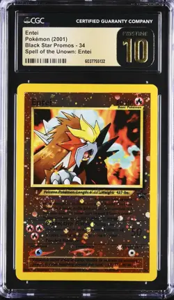 2001 Entei #34 Reverse Holo Pokemon Movie Black Star Promo Swirl CGC 10 Pristine - Image 1