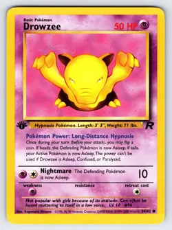 Drowzee 54/82 2000 Team Rocket 1st Edition Pokemon Card TCG Vintage WOTC Nm/Vlp - Image 1