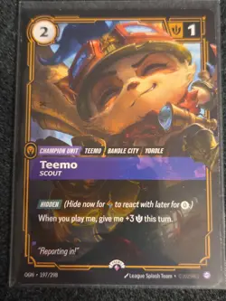 League of Legends 2025 Riftbound English Teemo Promo Card 197/298 NM Condition - Image 1