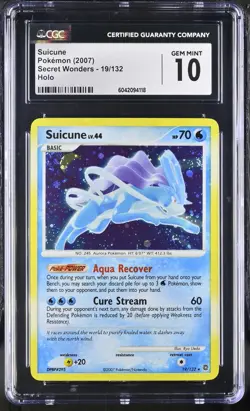 CGC 10 GEM MINT Suicune 2007 Secret Wonders 19/132 Holo SWIRL Pokemon Card - Image 1