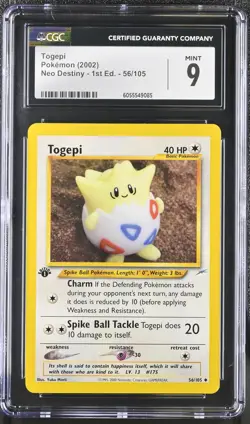 CGC 9 MINT Togepi Neo Destiny 1st Edition 56/105 Pokemon Card - Image 1
