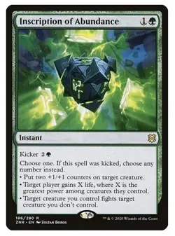 NM Foil Inscription of Abundance, MTG, Zendikar Rising, Magic the Gathering, 186 - Image 1