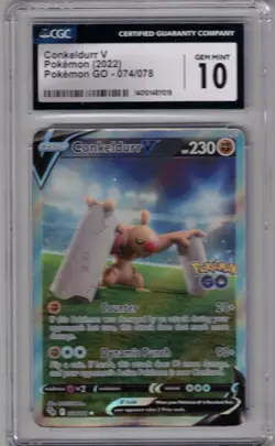 2022 POKEMON CONKELDURR V 074/078 ALTERNATE FULL ART HOLO CGC 10 !!!! - Image 1