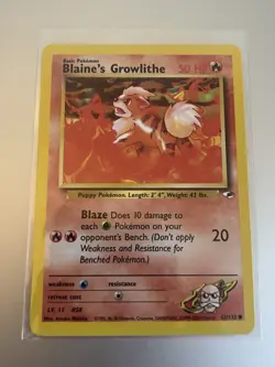 Pokemon TCG Blaine's Growlithe Gym Heroes 62/132 Regular Unlimited Common - Image 1