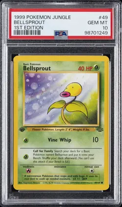 1999 POKEMON JUNGLE 1ST ED #49 BELLSPROUT PSA 10 - Image 1