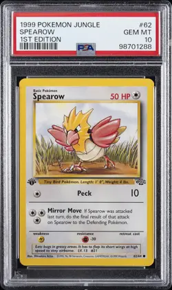1999 POKEMON JUNGLE 1ST ED #62 SPEAROW PSA 10 - Image 1