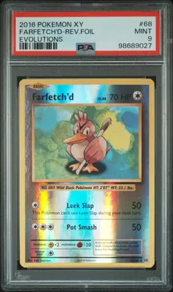 2016 POKEMON XY EVOLUTIONS #68 FARFETCH'D-REVERSE FOIL PSA 9 - Image 1