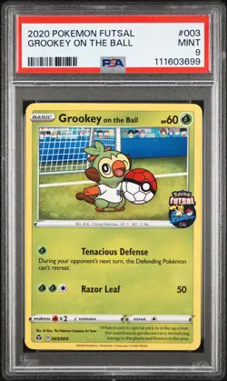 2020 POKEMON FUTSAL #003 GROOKEY ON THE BALL PSA 9 - Image 1