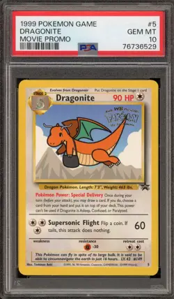 Pokemon Dragonite WB Movie Black Star Promo #5 PSA 10 Gem Mint - Image 1