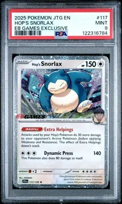 HOP’S SNORLAX 117/159 PSA 9 JOURNEY TOGETHER EB GAMES PROMO POKEMON HOLO ENGLISH - Image 1