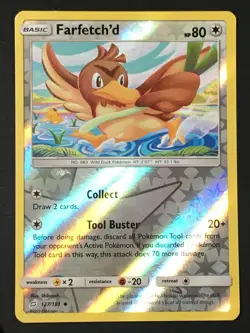 Pokemon TCG Farfetch'd 127/181 SM Team Up Reverse Holo Uncommon LP - Image 1