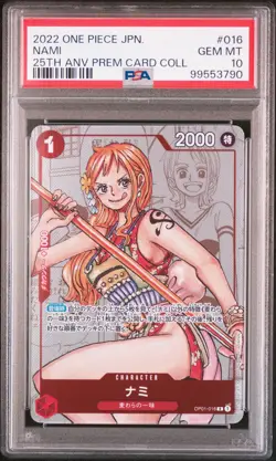 2022 ONE PIECE JPN 25TH ANNIVERSARY PREMIUM CARD COLLECTION #016 NAMI PSA 10 - Image 1