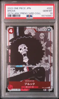 2022 ONE PIECE JPN 25TH ANNIVERSARY PREMIUM CARD COLLECTION #022 BROOK PSA 10 - Image 1
