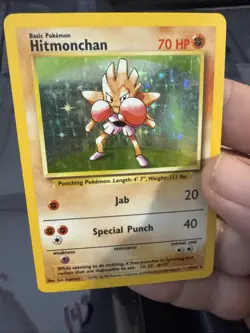 Pokemon Card Hitmonchan 7/102 Base Set Rare Holo Pokemon Card WOTC 1999 LP A137 - Image 2