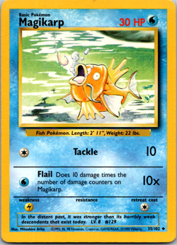 Pokemon TCG Magikarp Base Set 35/102 Unlimited Uncommon Card WOTC LP - NM - Image 1