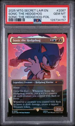 PSA 10 SONIC THE HEDGEHOG FOIL #2087 2025 MTG SONIC THE HEDGEHOG SECRET LAIR EN - Image 1