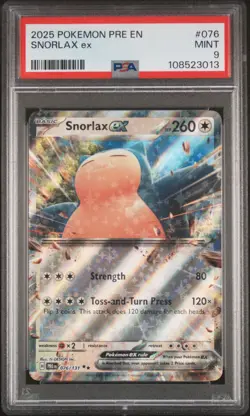 2025 POKEMON PRE EN-PRISMATIC EVOLUTIONS #076 SNORLAX EX PSA 9 - Image 1
