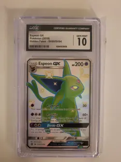 Pokemon Espeon GX Hidden Fates Full Art #SV60 CGC 10 Gem Mint - Image 1