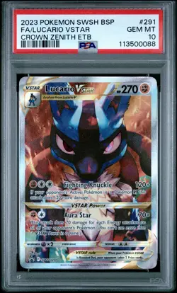 2023 POKEMON SWSH BLACK STAR PROMO #291 FULL ART/LUCARIO VSTAR PSA 10 - Image 1