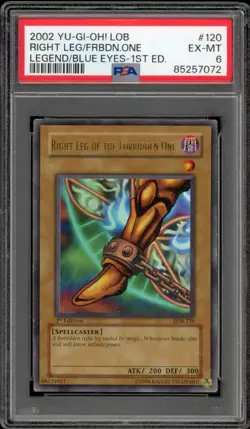 Yugioh PSA 6 EX-MT Right Leg Of The Forbidden One LOB-120 1st Edition 2002 Ultra - Image 1
