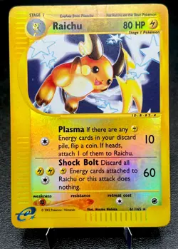 Raichu 61/165 MP Reverse Holo Rare Awesome Star Art Expedition Pokemon Card! - Image 1