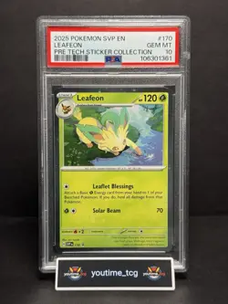 2025 Pokemon Svp En-Sv BSP Pre Tech Sticker Collection Leafeon #170 PSA 10 - Image 1