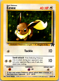 EEVEE Pokemon TCG 55/82 - Unlimited - Team Rocket 2000 - WOTC - VINTAGE LP NM - Image 1