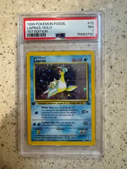 Pokemon Fossil Lapras Holo 1st Edition 10/62 PSA 7 - Image 1