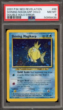 Pokemon Shining Magikarp Neo Revelation Secret Rare #66 DOUBLE HOLO ERROR PSA 8 - Image 1