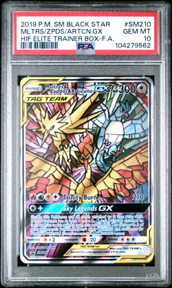 2019 POKEMON SM BLACK STAR PROMO FULL ART/MOLTRES & ZAPDOS & ARTICUNO GX PSA 10 - Image 1