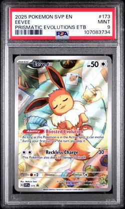 2025 POKEMON SVP EN BLACK STAR PROMO PRISMATIC EVOLUTIONS ETB #173 EEVEE PSA 9 - Image 1