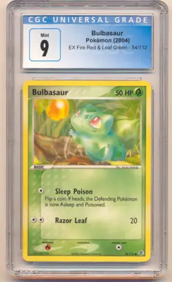 2004 POKEMON EX EX FIRE RED & LEAF GREEN BULBASAUR #54/112 CGC 9 - Image 1