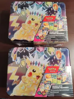 Pokemon Surging Sparks 2024 Fall Collectors Chest Sealed Tin Lunchbox - LOT OF 2 - Image 1