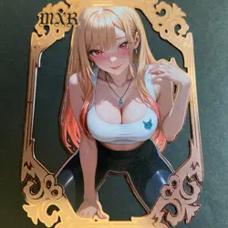 Goddess Story Gold METAL Card - Serial Number #/200! Anime Girl Marin Dress Up - Image 1